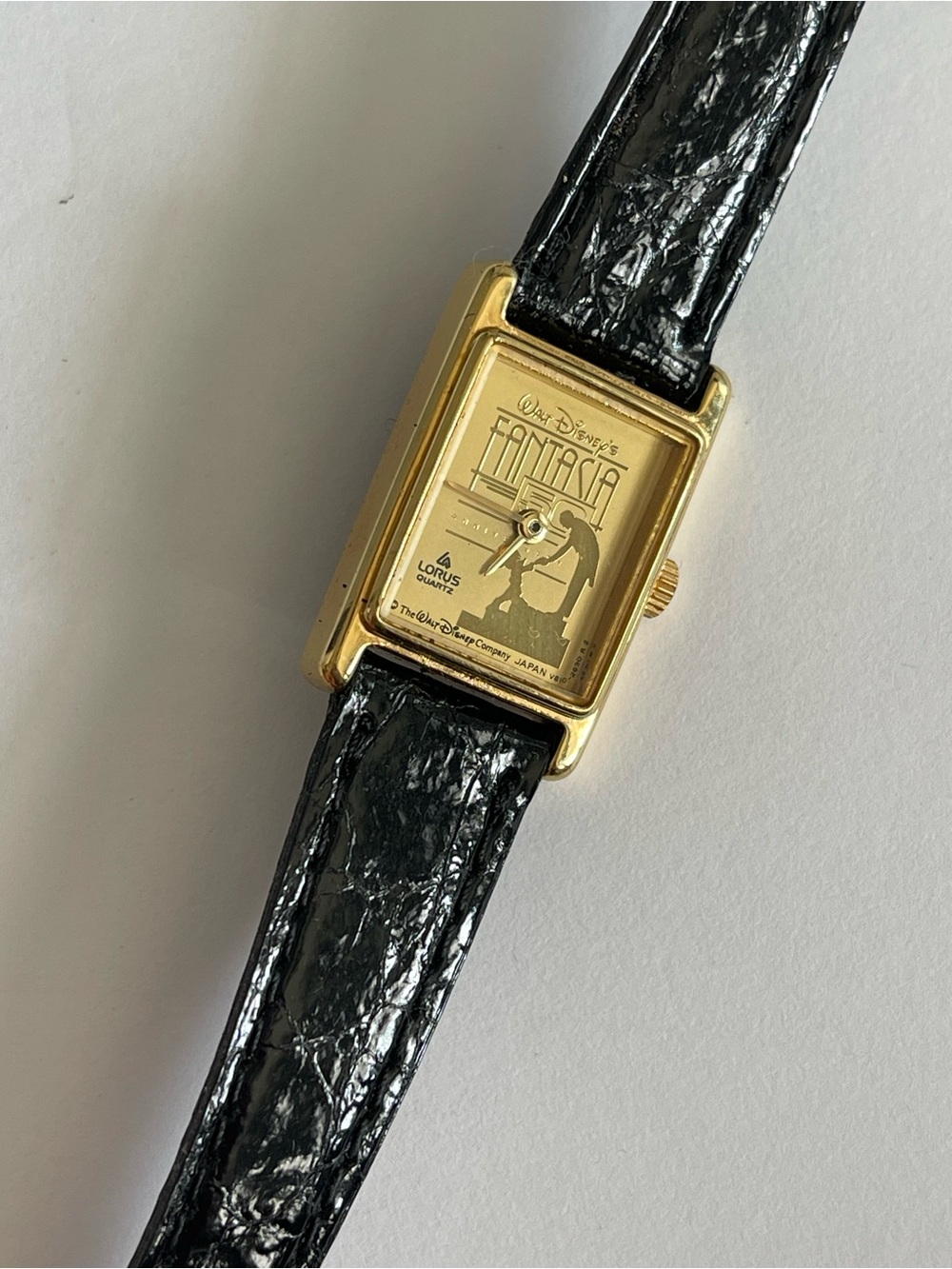Vintage Walt Disney Fantasia 50th Lorus Quartz Dainty Wrist Watch Gold/Black